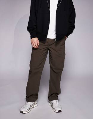 River Island Loose Fit Pull On Pants In Brown