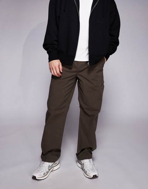 River Island loose fit pull on trousers in brown