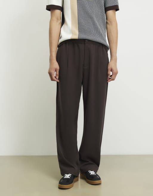 River Island Loose fit trousers in brown, 2 of 4