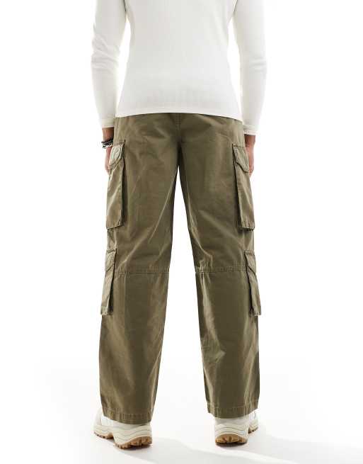 River Island loose leg cargo pants dark khaki, 3 of 5