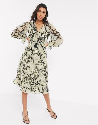 long sleeve printed dress