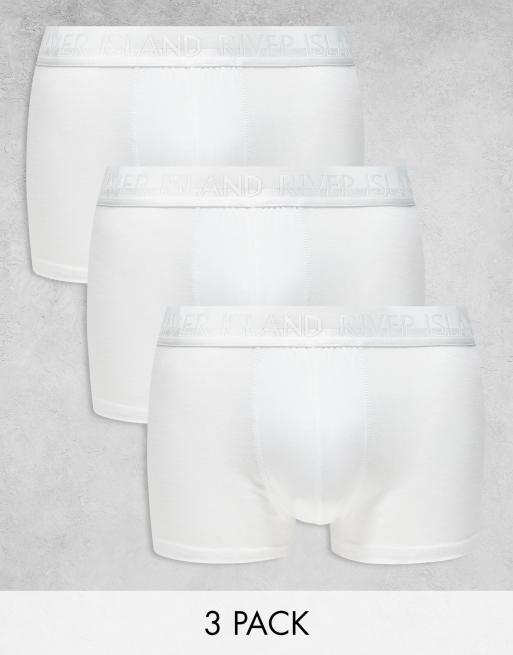 River Island - Lot de 4 boxers à taille fendue - Blanc