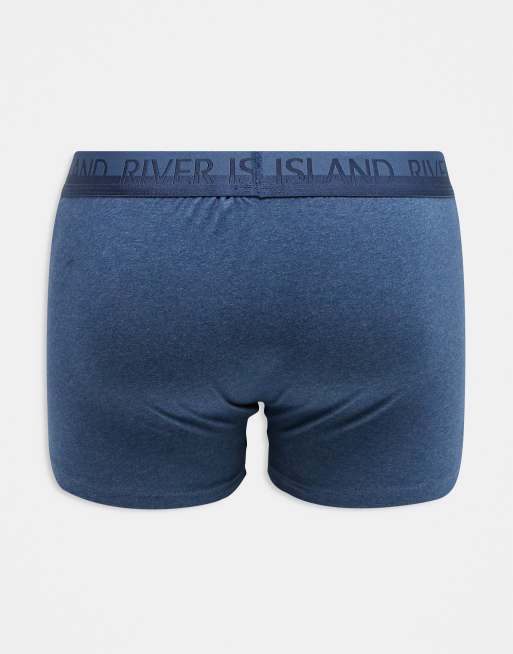 River Island - Lot de 4 boxers - Bleu chiné, 3 de 4