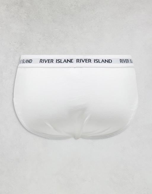 River Island - Lot de 4 slips à ceinture côtelée - Blanc, 3 de 4