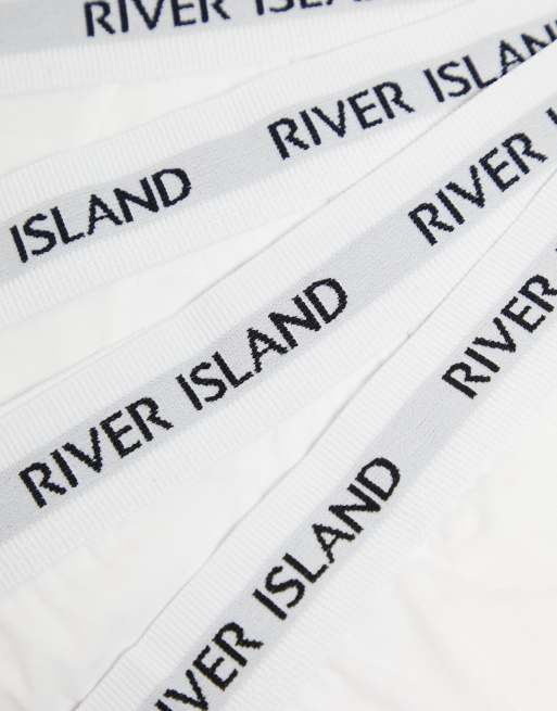 River Island - Lot de 4 slips à ceinture côtelée - Blanc, 4 de 4