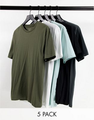 Nouveau River Island - Lot de 5 t-shirts moulants - Vert