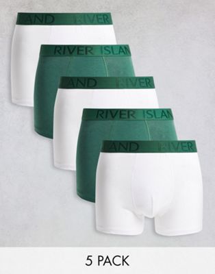 Sous-vêtements et chaussettes River Island - Lot de 5 boxers à logo - Multicolore vert