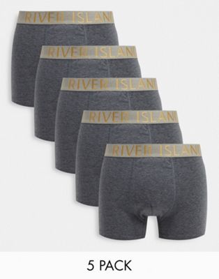  River Island - Lot de 5 boxers - Gris