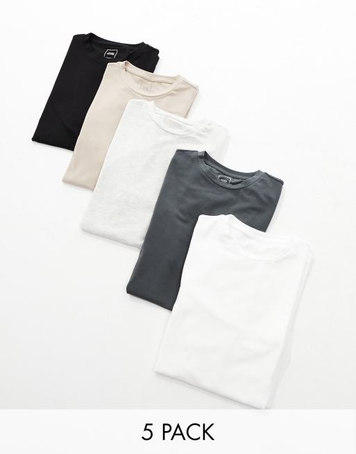 River Island - Lot de 5 t-shirts moulants - Noir