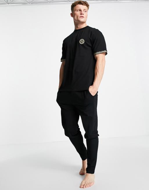 River Island lounge t-shirt & jogger set in black