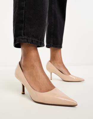 River Island Low Heel Court Shoe in Beige - ASOS Price Checker