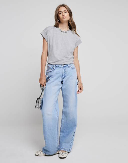 River Island Low rise relaxed straight jeans in denim - light