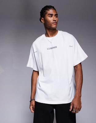 River Island Luminis Back Print Oversized T-shirt In White