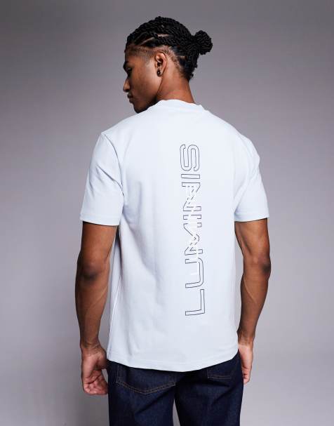 River Island Luminis back print t-shirt in light blue - view 1