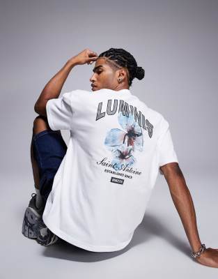 River Island luminis floral oversized t-shirt in white - view 1