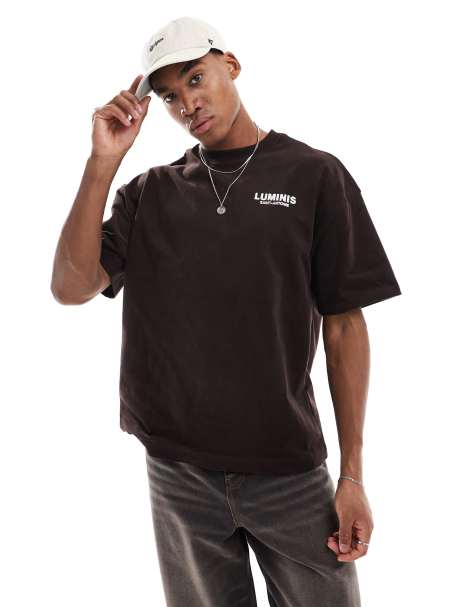 River Island luminis oversized t-shirt in brown - view 1