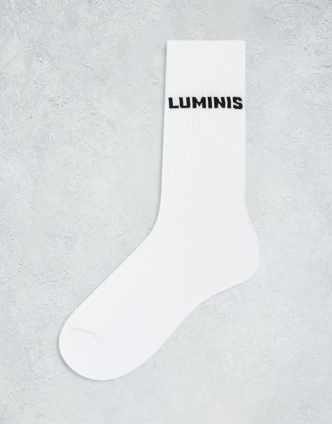 River Island Luminis script tube socks in white - view 1