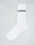 [River Island] River Island Luminis script tube socks in white One Size WHITE