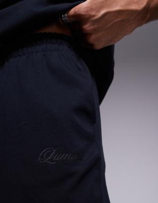 River Island Laundered Chino Shorts In Navy