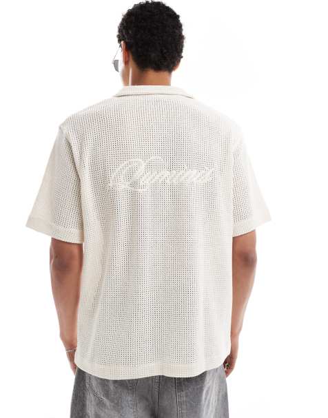 River Island Luminus crochet shirt in ecru - view 1