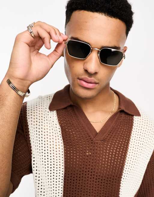 River Island de soleil carrées en métal Doré ASOS