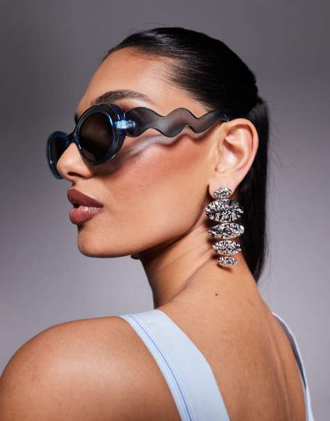 River Island - Lunettes de soleil ovales - Bleu moyen - view 1