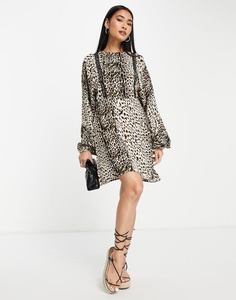 River Island – Luźna brązowa sukienka mini w lamparcie cętki - view 1