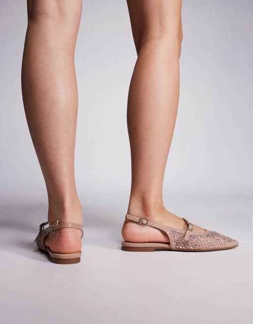 River Island - Lys beige ballerinasko med flad sål i mesh, 3 af 4