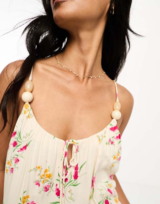 River Island - Lysegul slip-maxikjole med blomstermønster, 3 af 4