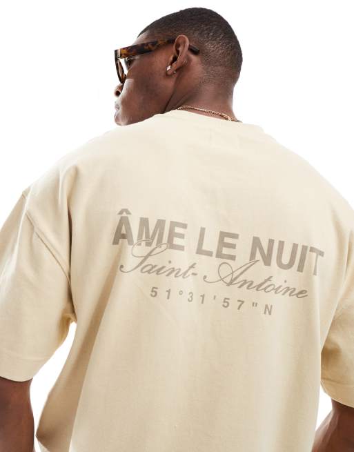 River Island - Lysegul T-shirt med 'Ame Le Nuit'-print