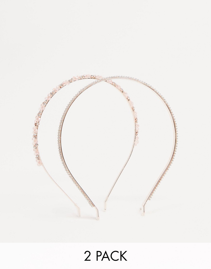 River Island - Lyserødt hårbånd med perler i 2-pak-Pink