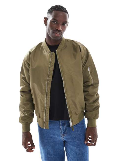 River Island MA1 bomber jacket in khaki ASOS