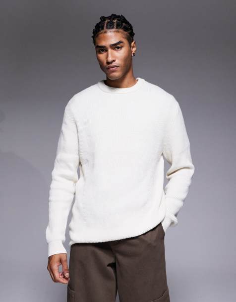 River Island - Maglia girocollo lavorata a coste color crema - view 1