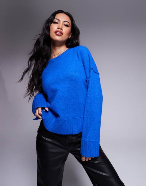 River Island - Maglione corto pesante blu cobalto - view 1