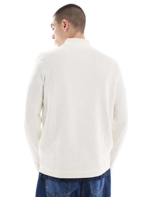 River Island - Maglione écru con zip corta, 4 di 4