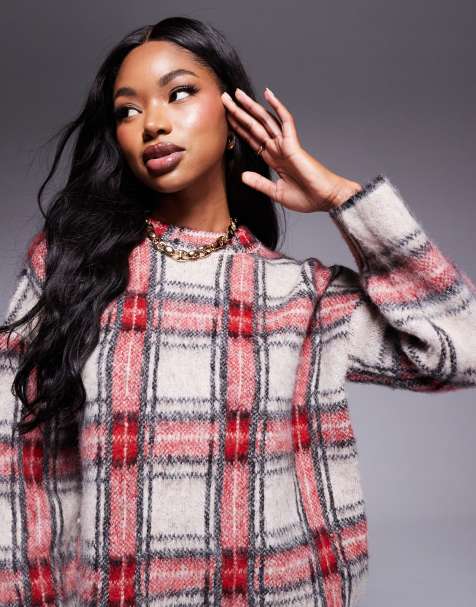 River Island - Maglione super soffice con stampa a quadri scozzesi - view 1