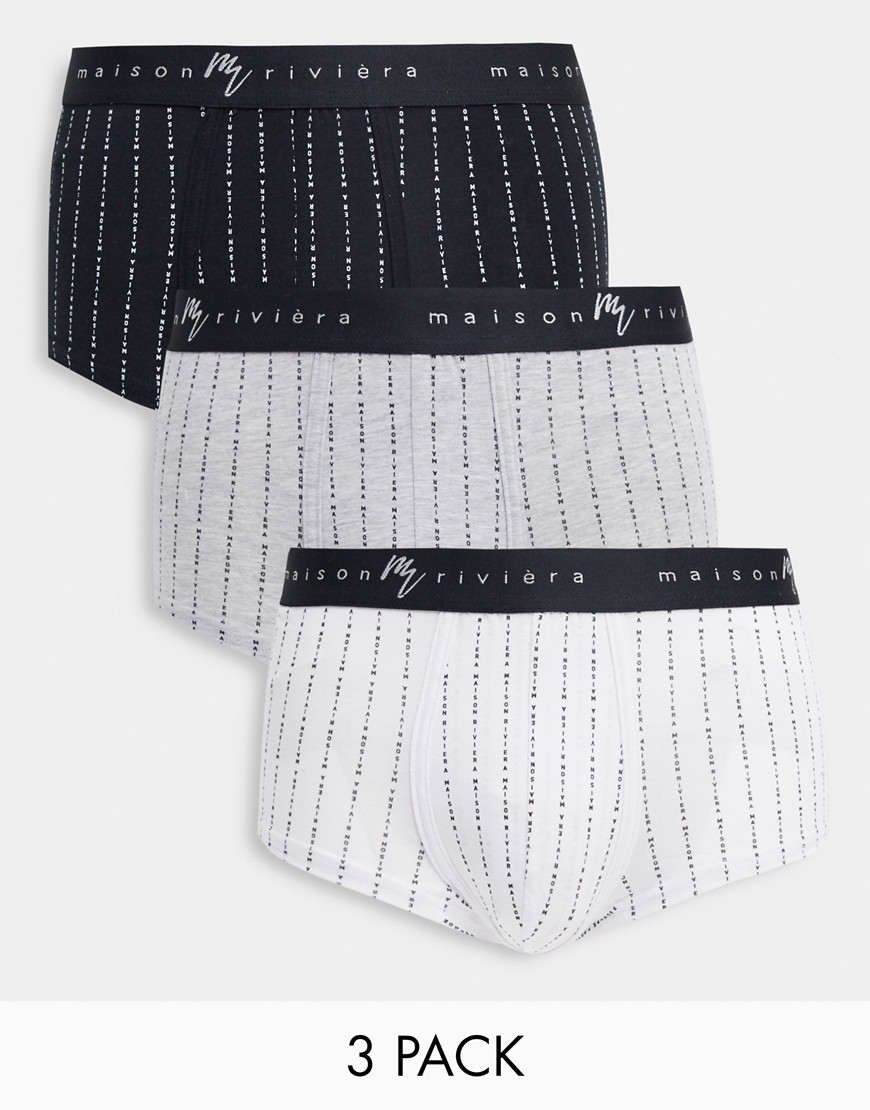 River Island Maison 3 pack hipster briefs in black combo