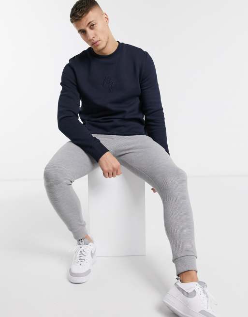 River Island Maison Riviera taped sweat in navy | ASOS