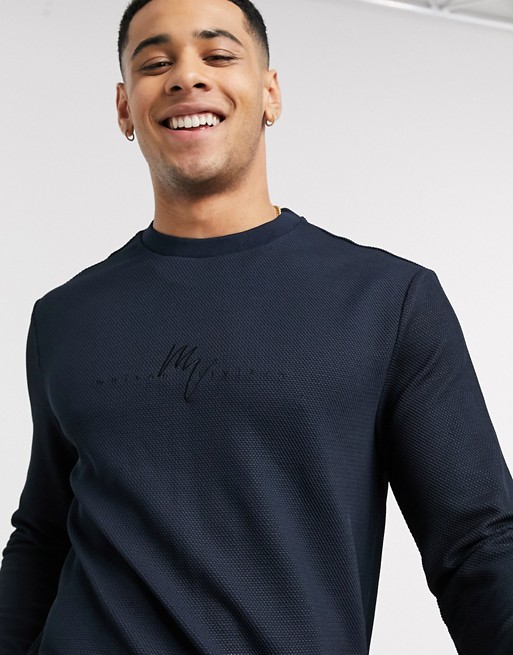 River Island Maison textured long sleeve t-shirt in navy