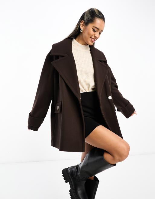 Manteau court marron femme new arrivals