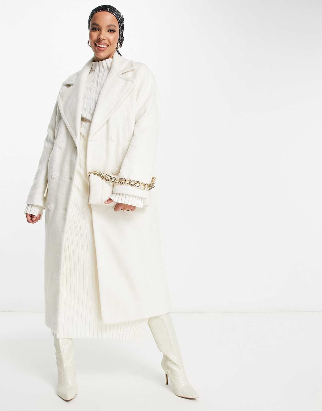 River Island - Manteau oversize - Crème