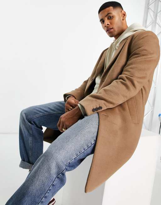 River island camel sale coat mens