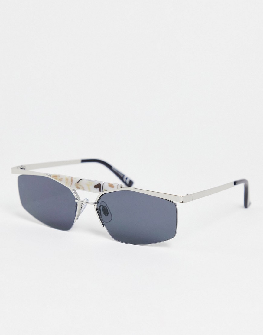 River Island marbled visor sunglasses in silver