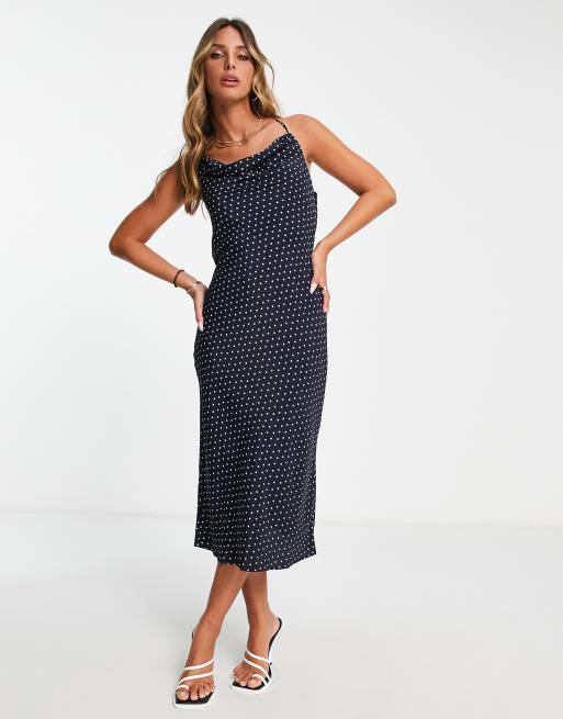 River Island Marinblå slipklänning med knytning baktill ASOS