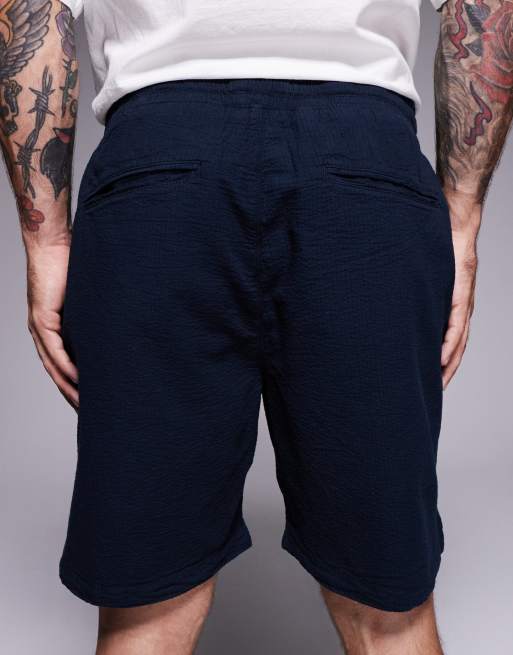 River Island - Marineblå shorts i seersucker, 4 af 5