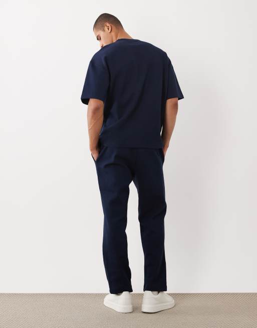 River Island - Marineblåt sæt med T-shirt og joggingbukser med tekstur, 2 af 5