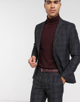 River Island suit jacket in navy check Navy
