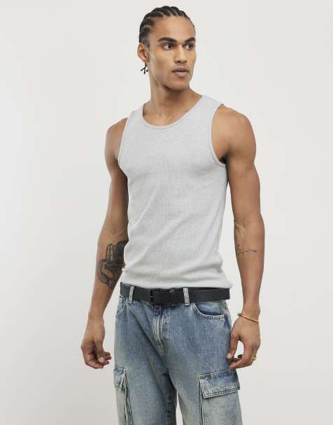 River Island Marl rib vest multipack in grey - marl - view 1