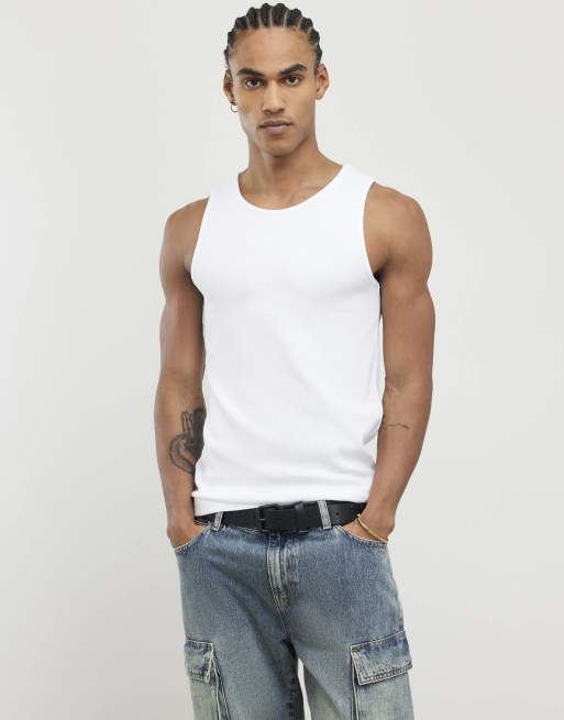 River Island Marl rib vest multipack in grey, 3 of 4