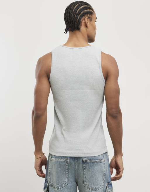 River Island Marl rib vest multipack in grey, 4 of 4
